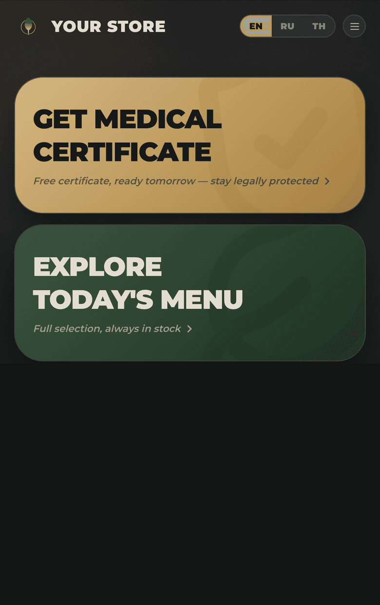 buds.digital home screen — hero cards